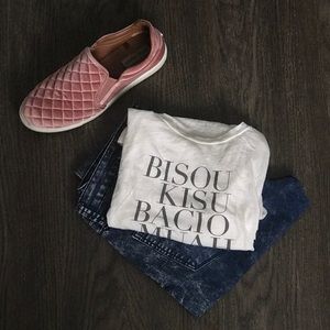 J.Crew Graphic white tee (kiss, bisou)